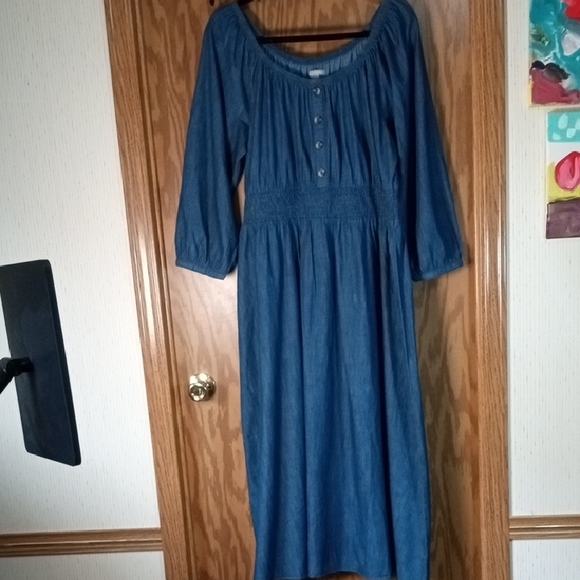 Falls Creek Dresses & Skirts - Falls Creek Blue Smocked Sundress with Bishop Sleeves Prairie,Cottage Core, Comf